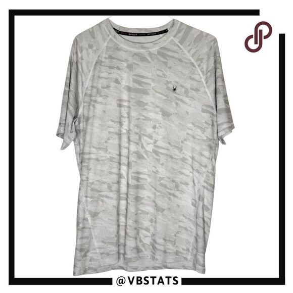 Sypder Men's Short Sleeve Camo Print UPF Swim Shirt Rash Guard Gray Size Large - Picture 1 of 7